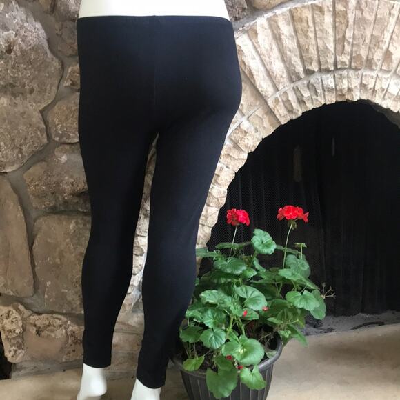 Chico's Black Buttoned Ankle Cotton Blend Black Leggings Size 2 (Medium) - Picture 2 of 7